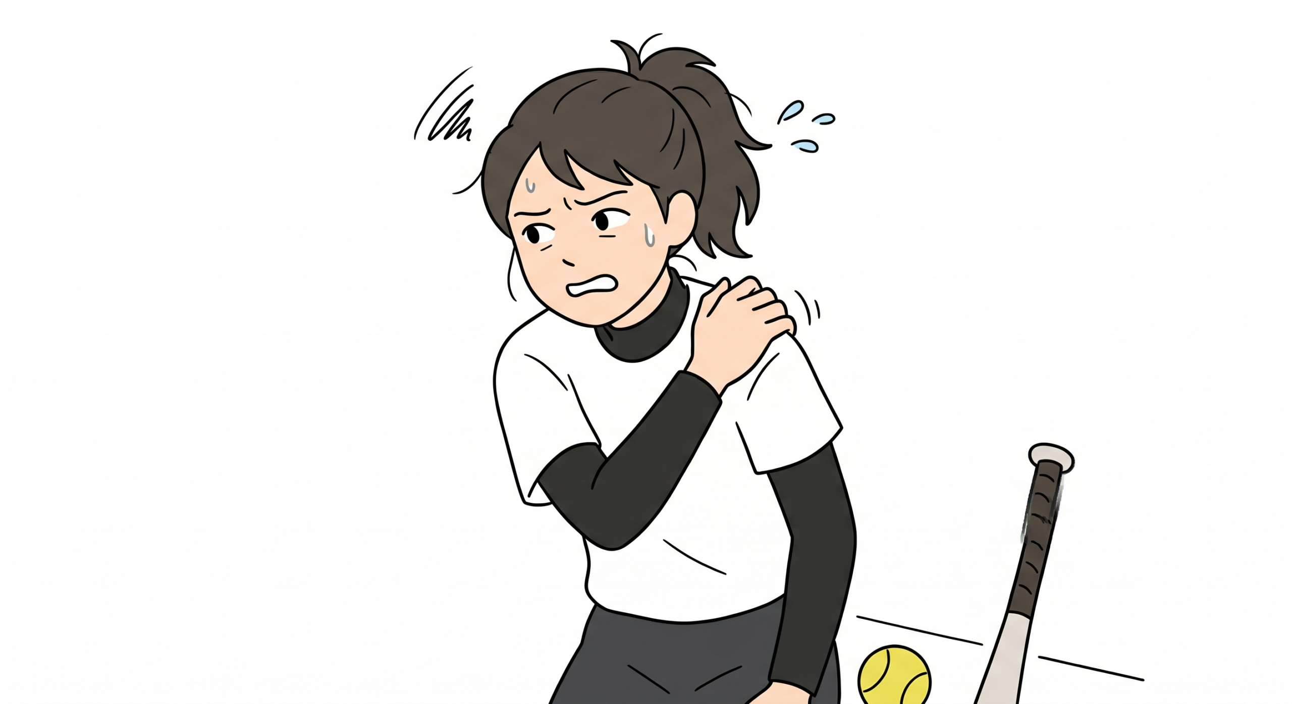 スポーツで肩を痛めた人のイラスト