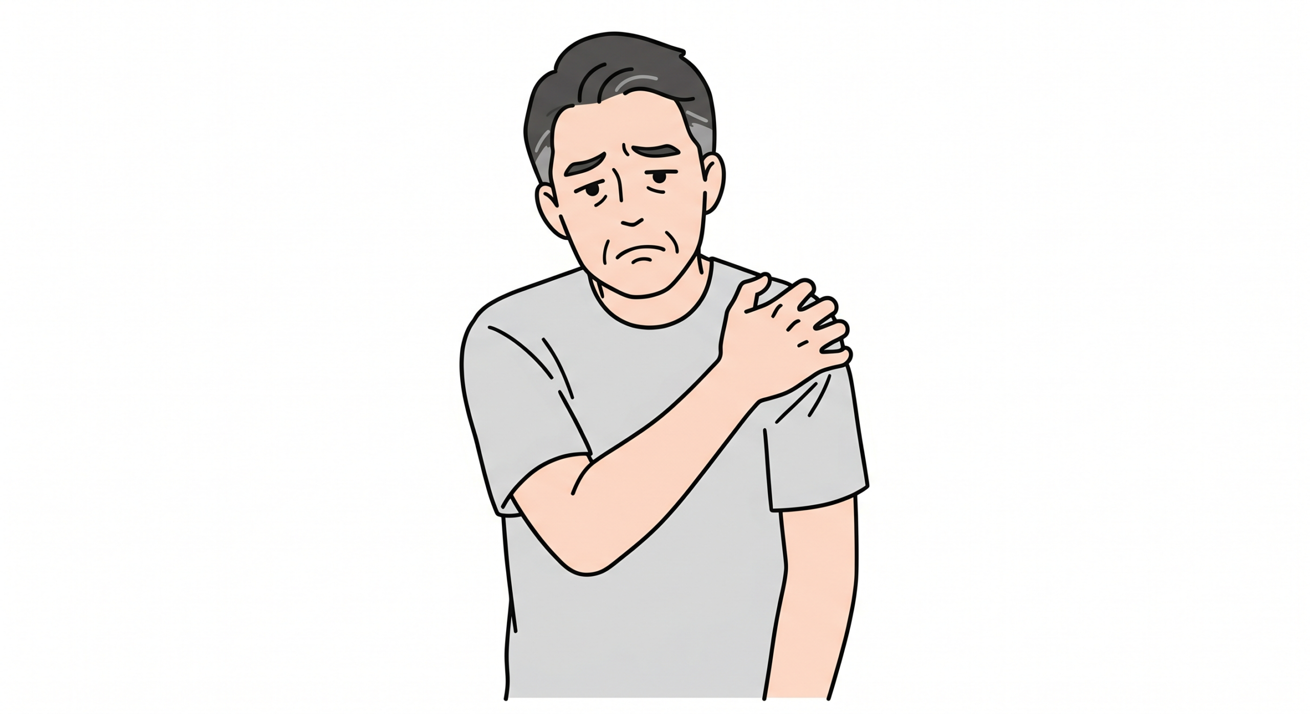 五十肩だと思って放置している女性のイラスト